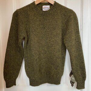 Jamieson’s Shetland Wool Sweater Scottish Green Heather Scotland Fair Isle Wool